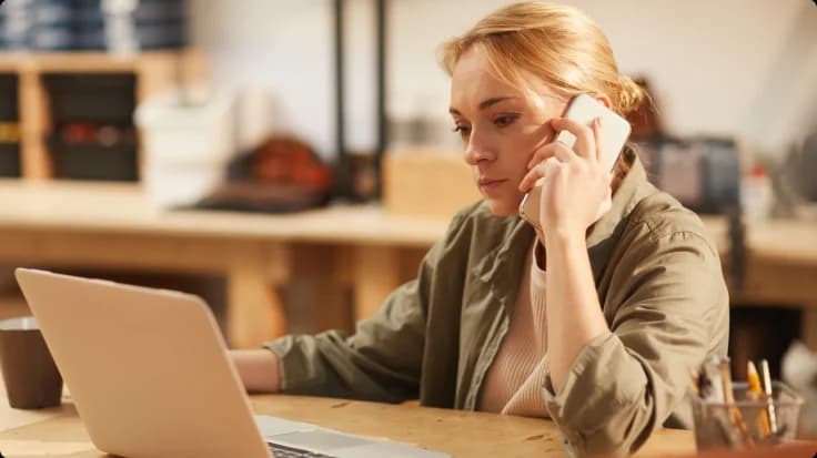 Busy Woman Having Phone Call