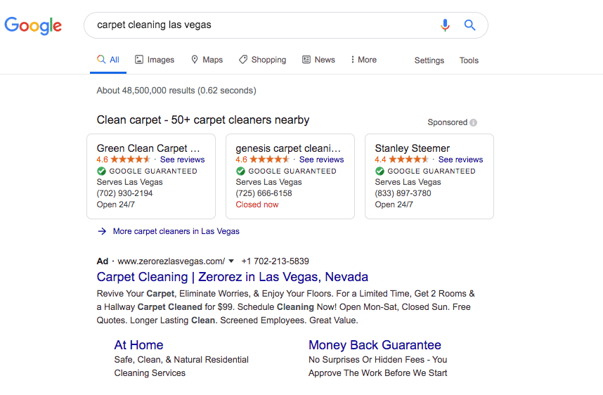 Google ads results