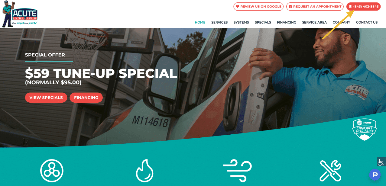 acute website screenshot