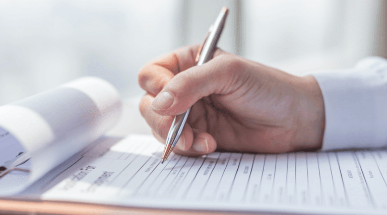 person filling a form