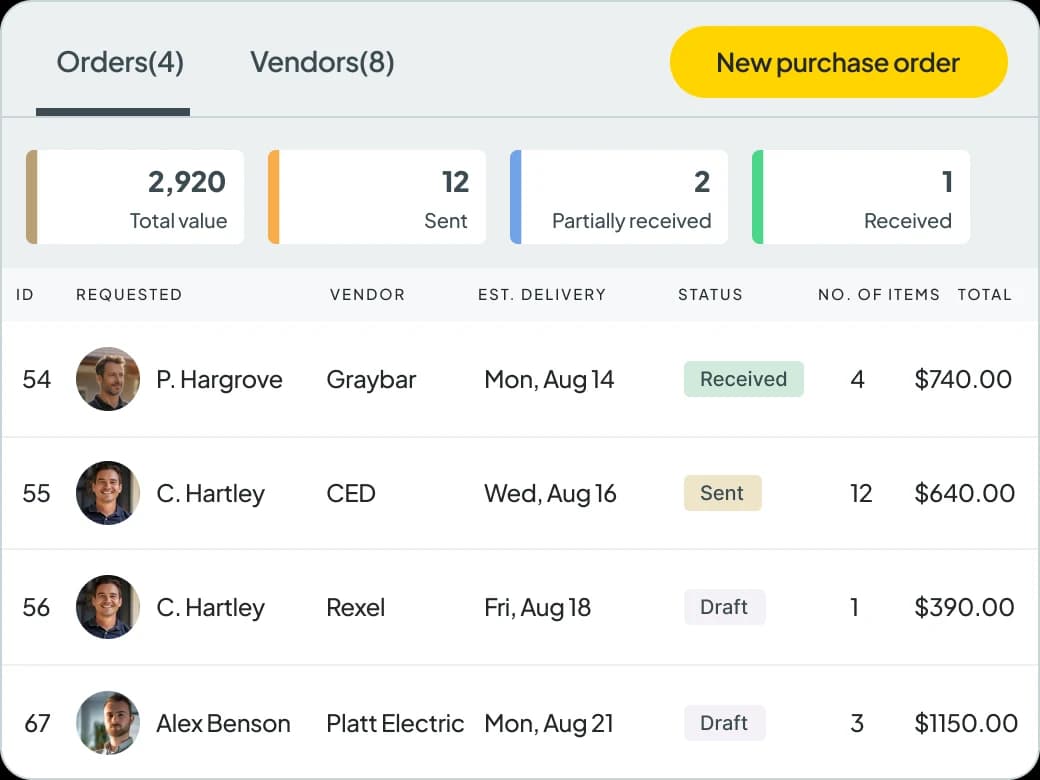 PURCHASE ORDERs